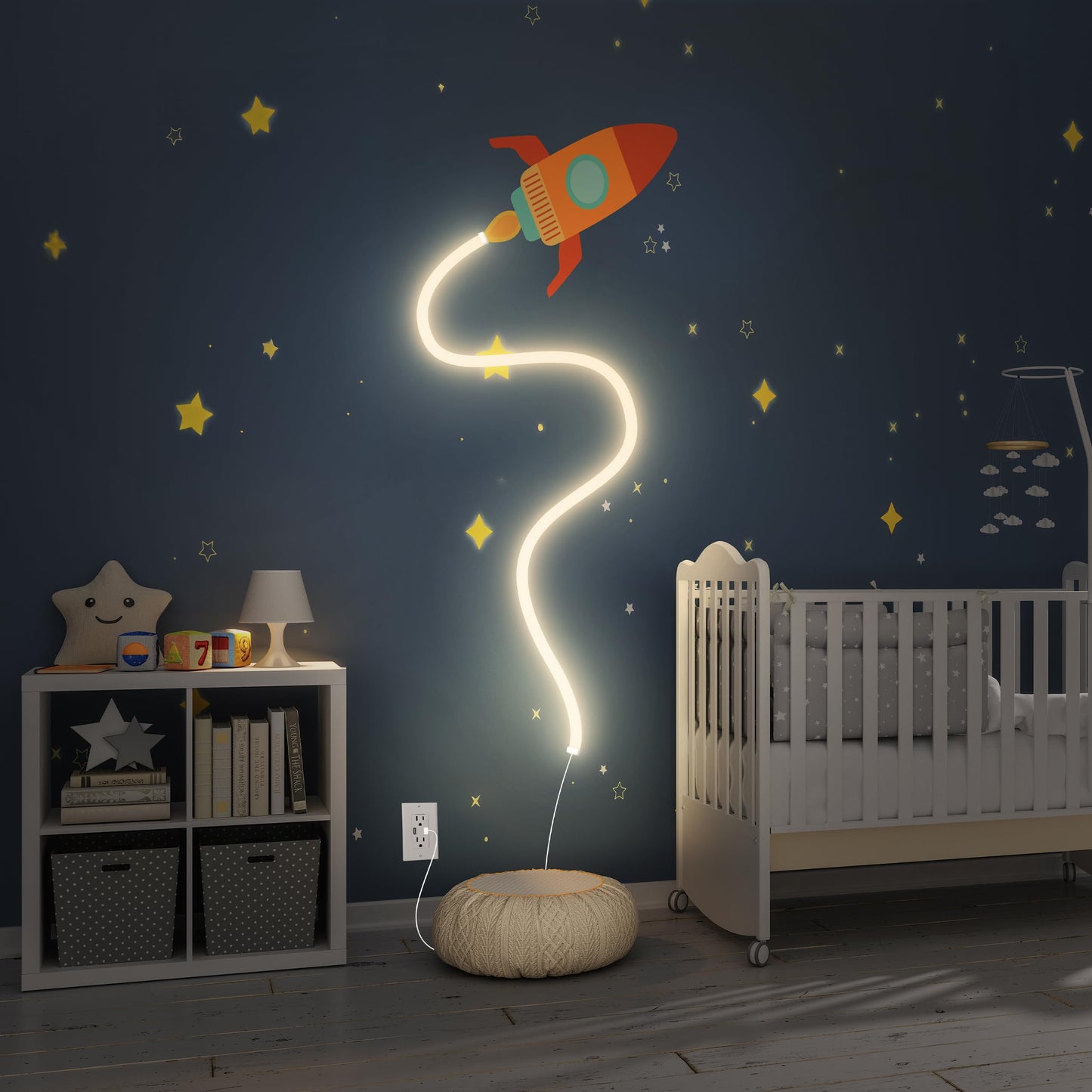Feit Electric 5ft Indoor USB-Powered White Neon Flex Light, 120 Lumens, 3000K Bright Glow, 25,000-Hour Lifetime, Easy-to-Shape Display Lighting