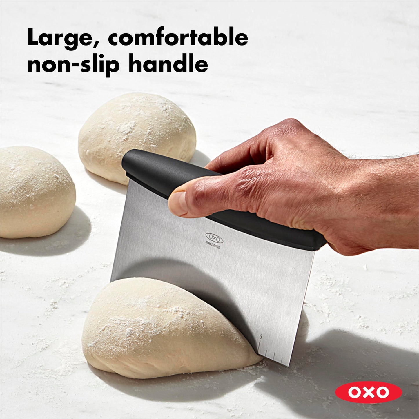 OXO Good Grips Stainless Steel Bench Scraper & Chopper, Dough Cutter for Baking