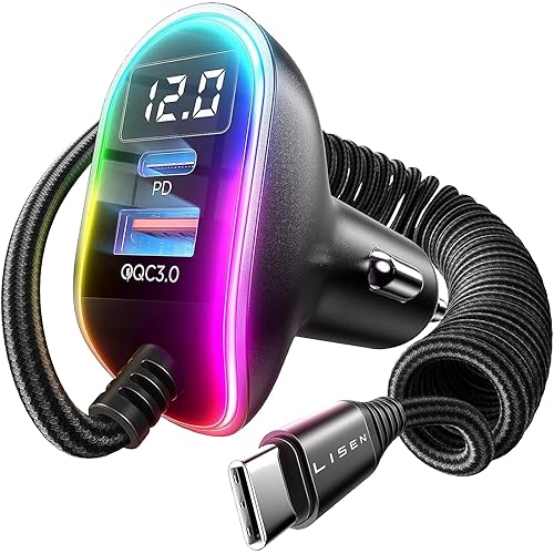 LISEN for iPhone 17 USB C 96W Super Fast Car Charger, PD&QC 3.0 with Cable Car Phone Charger Adapter for iPhone 16 15 14 Pro Max Plus, Samsung Galaxy