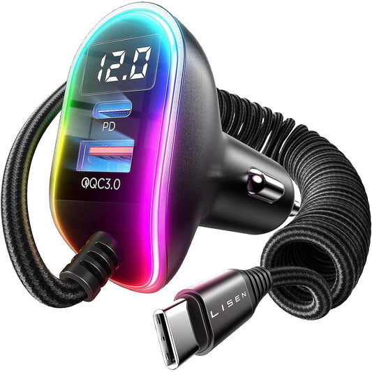 LISEN for iPhone 17 USB C 96W Super Fast Car Charger, PD&QC 3.0 with Cable Car Phone Charger Adapter for iPhone 16 15 14 Pro Max Plus, Samsung Galaxy