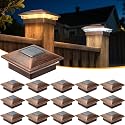 APONUO 16 Pack Fence Post Solar Lights, 2 Modes(Warm/Cool Light) Outdoor Waterproof 4x4 Post Solar Lights, Solar Powered Garden, Patio, Deck Decor