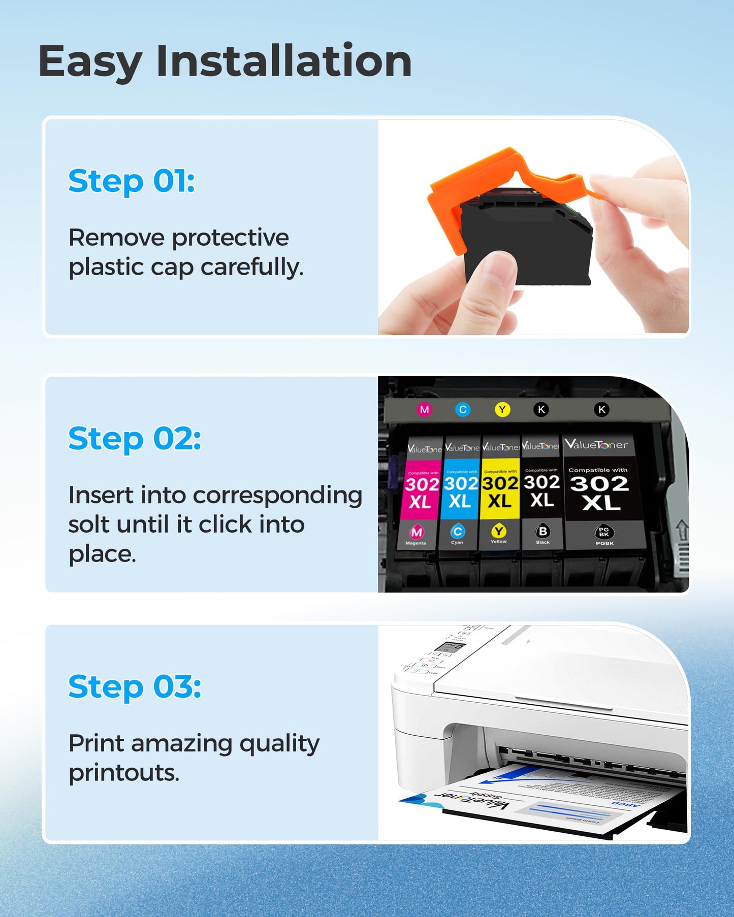 for 302XL 302 Ink Cartridges Multipack Remanufactured Replacement for Epson 302XL Ink Cartridges Combo Pack to use with Expression Premium XP-6100