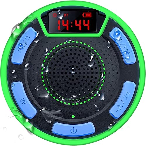 Bluetooth Speakers, DuoTen IPX7 Waterproof Wireless Portable Bluetooth Speakers w/LED Display, FM Radio, Suction Cup, Light Show, Loud Stereo Sound