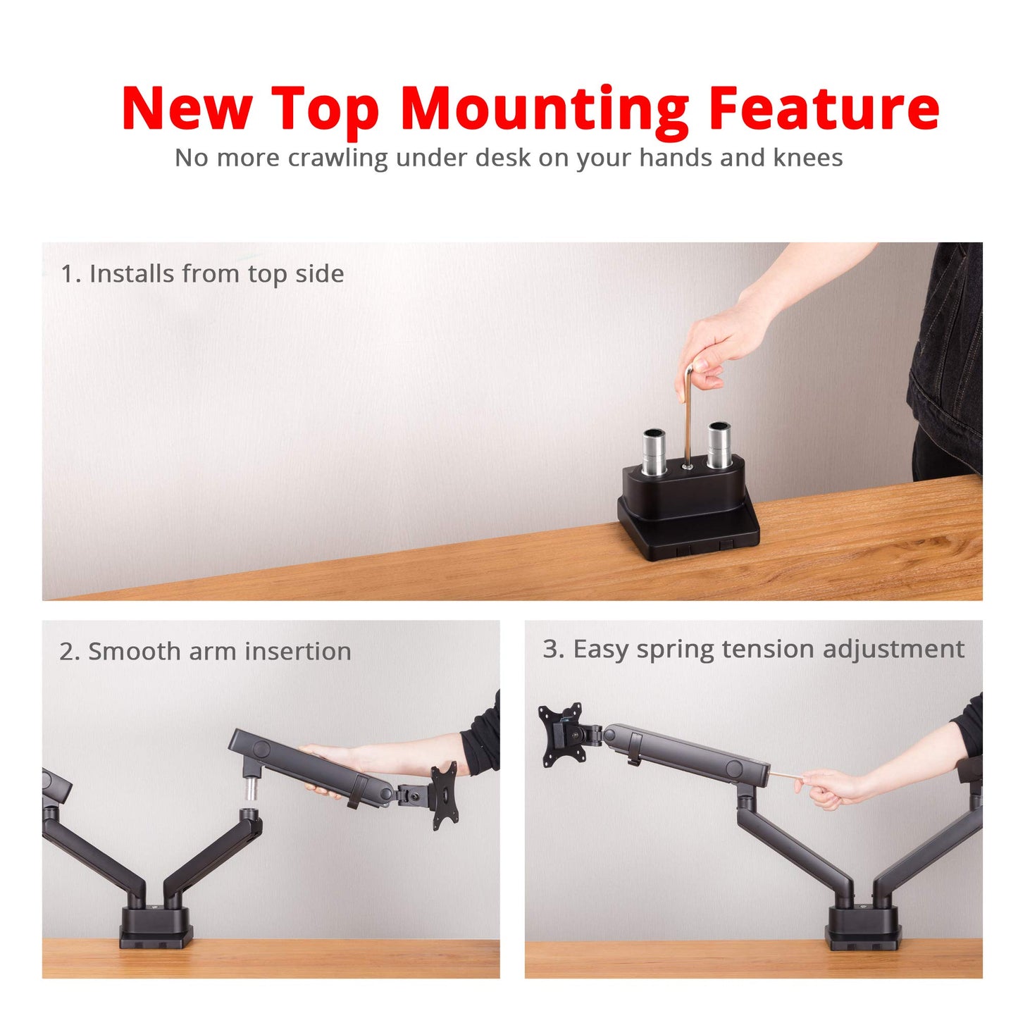 SIIG Aluminum Mechanical Dual Monitor Arm Mount - Height Adjustable Desk Mount for 17in to 32in Screens - 17.6lbs Each Arm - VESA 75x75mm 100x100mm