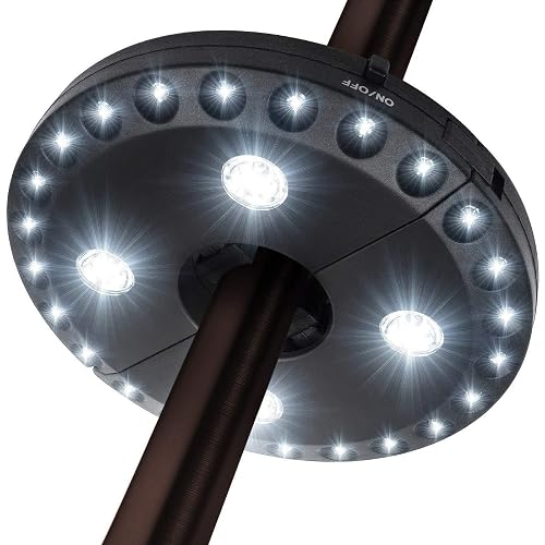 Patio Umbrella Light 3 Lighting Modes Cordless 28 LED Lights at 200 lux- 4 x AA Battery Operated for Patio Umbrellas, Camping Tents or Outdoor Use