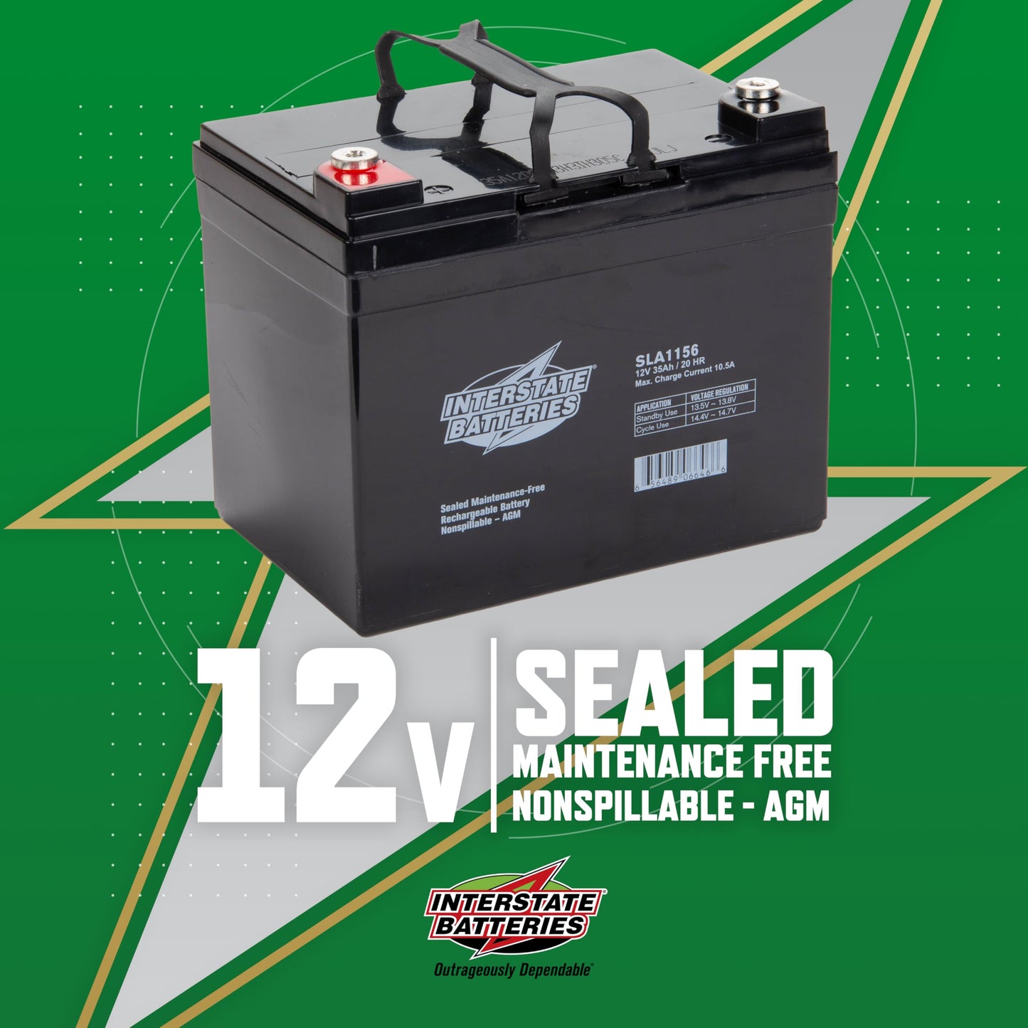 Interstate Batteries 12V 35Ah Battery (Insert Terminal) SLA AGM VRLA Rechargeable Replacement for Construction Devices, Electric Stations, Backup…