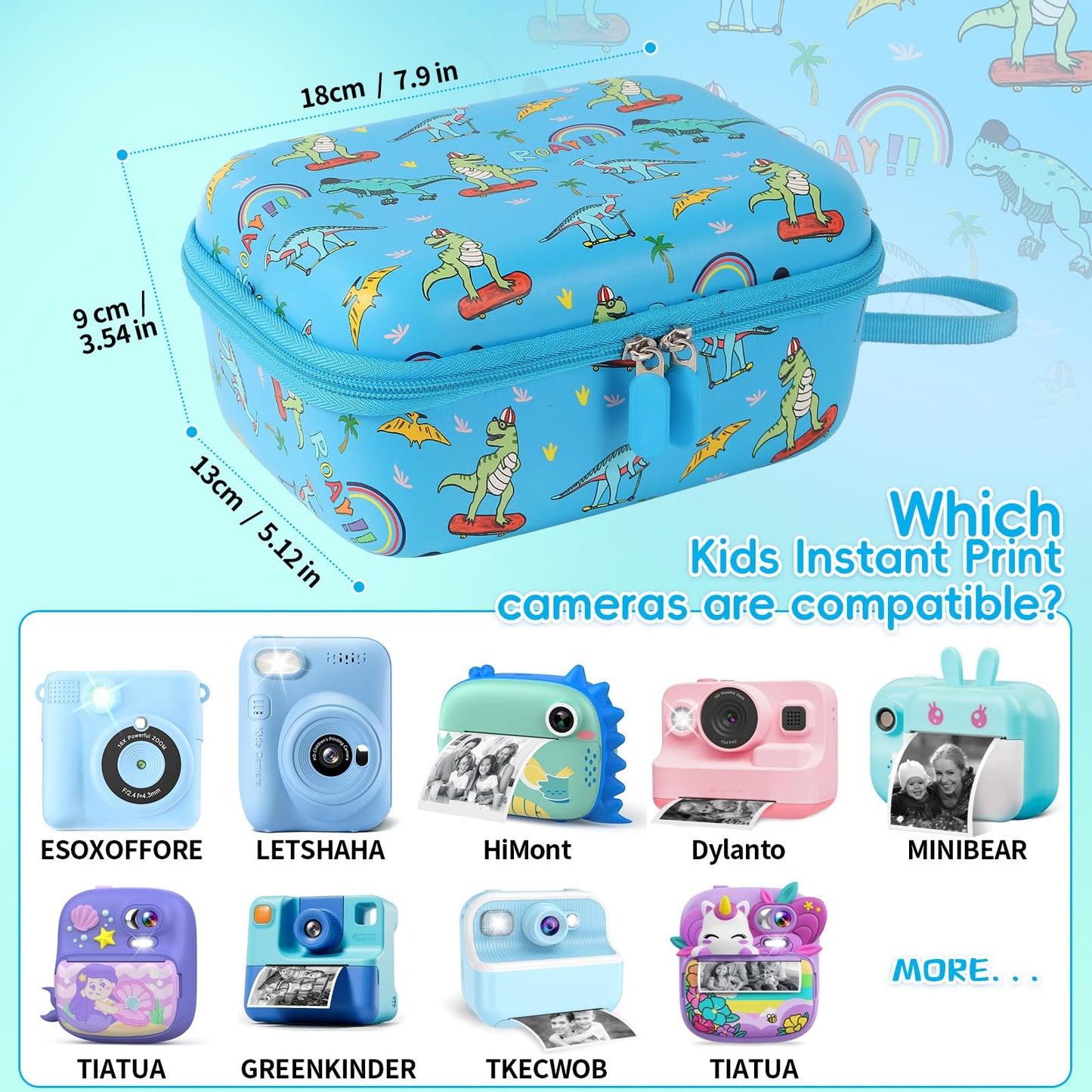 Kids Camera Case Compatible with ESOXOFFORE, for Dylanto, for Cimizi, for DUDUDRAGON for Instant Print Camera and Print Paper, Cute Hard Camera