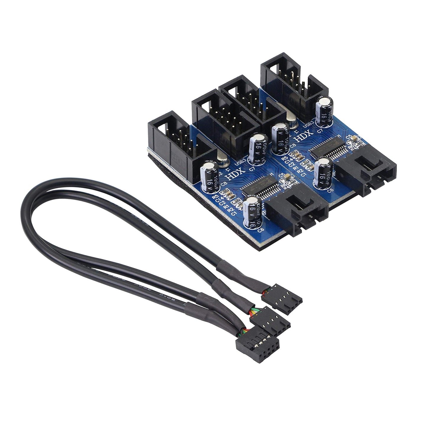 Motherboard USB 9 Pin Header Hub Male 1 to 2/4 Female USB 2.0 Splitter Extension Cable, USB 9-pin Internal Cable 9 pin Connector Adapter for Port