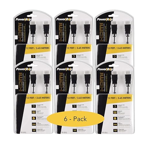 12ft. HDMI V2.0 Ethernet Cable, 4K (60Hz),3D, Blu-ray, Audio Return Supported, 30AWG / 6.0mm, Use with HDTV/Projector/LCD or Electronic Devices, 12