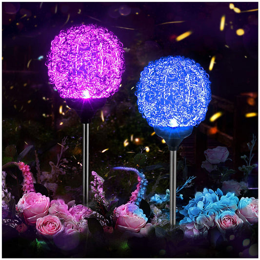 MMHF Solar Garden Lights Outdoor, Upgraded Globe Powered Garden Light, Multi-Color Changing LED Solar Stake Lights for Patio Backyard Pathway Party