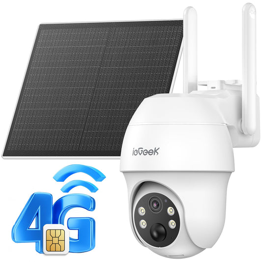 ieGeek 4G LTE Cellular Security Camera Wireless Outdoor, No WiFi Battery Powered Cameras with Solar Panel, 2K HD Color Night Vision, 2-Way Audio, 360°