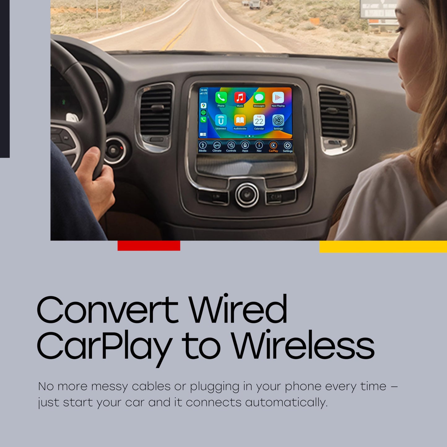 Kempro Wireless CarPlay & Android Auto Adapter, 2026 Upgraded Chipset, 2-in-1 Plug & Play Dongle, Wired to Wireless Converter, USB-A/USB-C, Auto