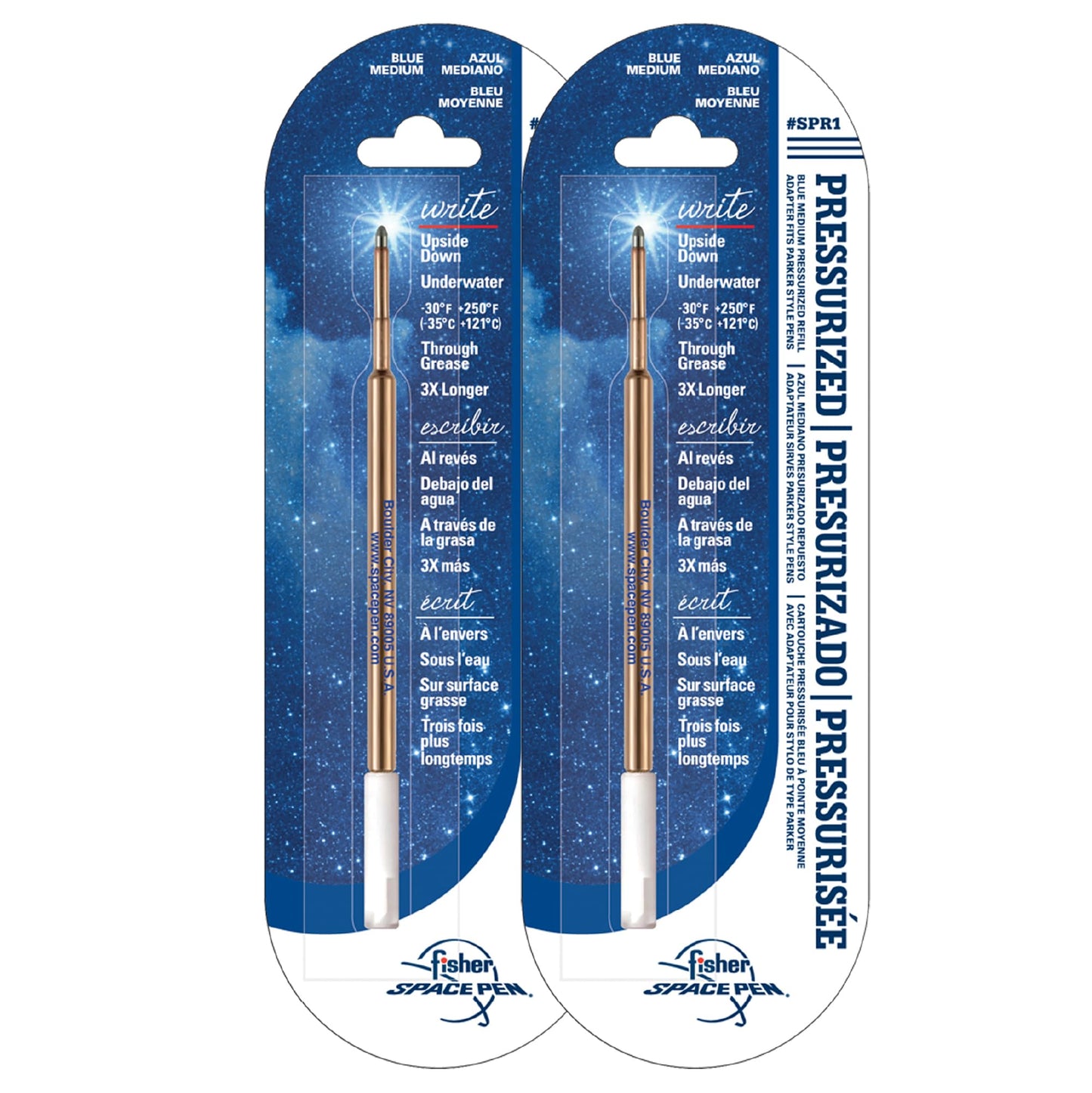 Fisher Space Pen Medium Point Pressurized Cartridge Refill, 2 Pack