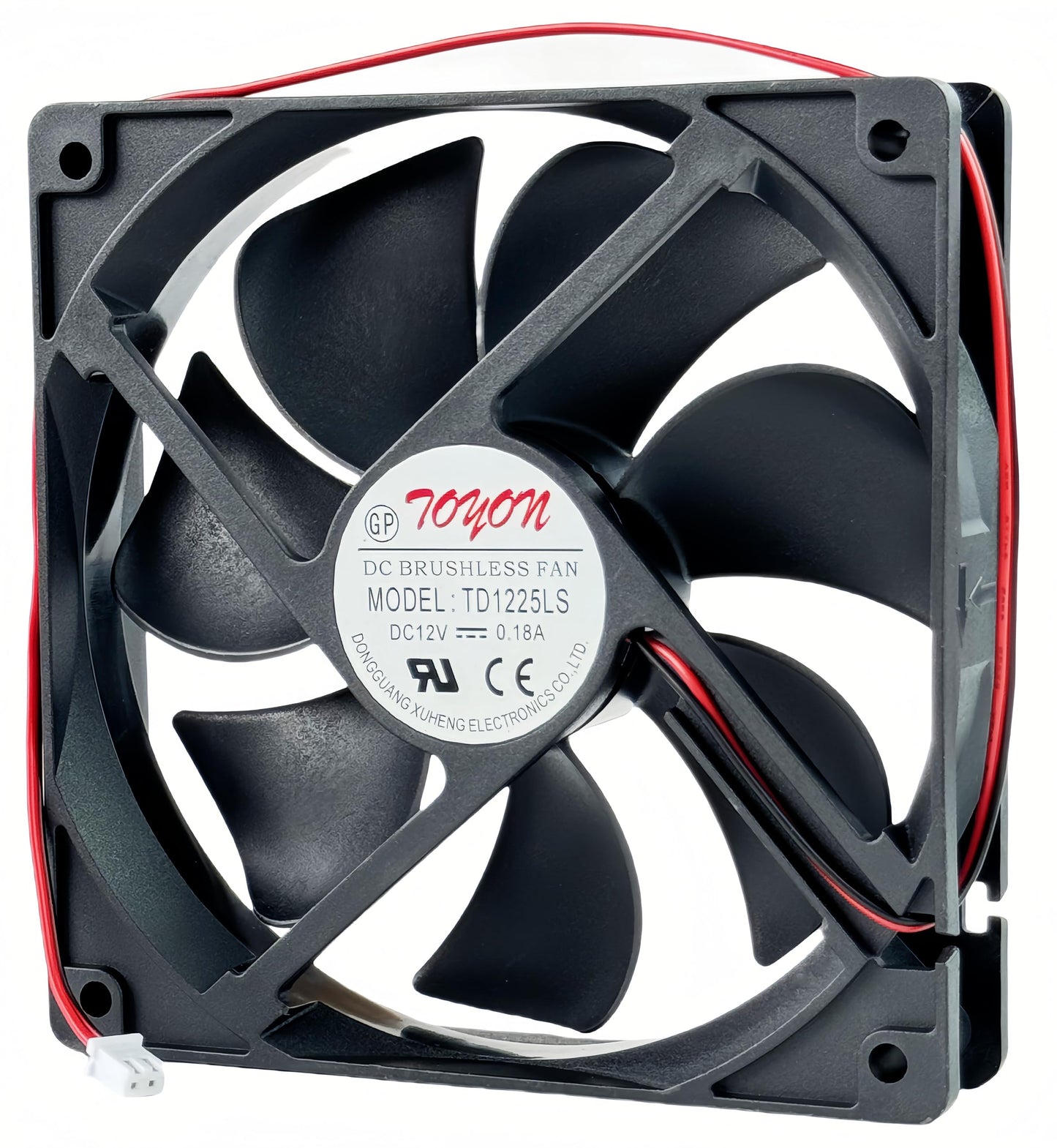 TD1225LS Cooling Fan, DC12V 0.18A 120x120x25mm 2-Wire DC BRUSHLESS Fan TD1225LS