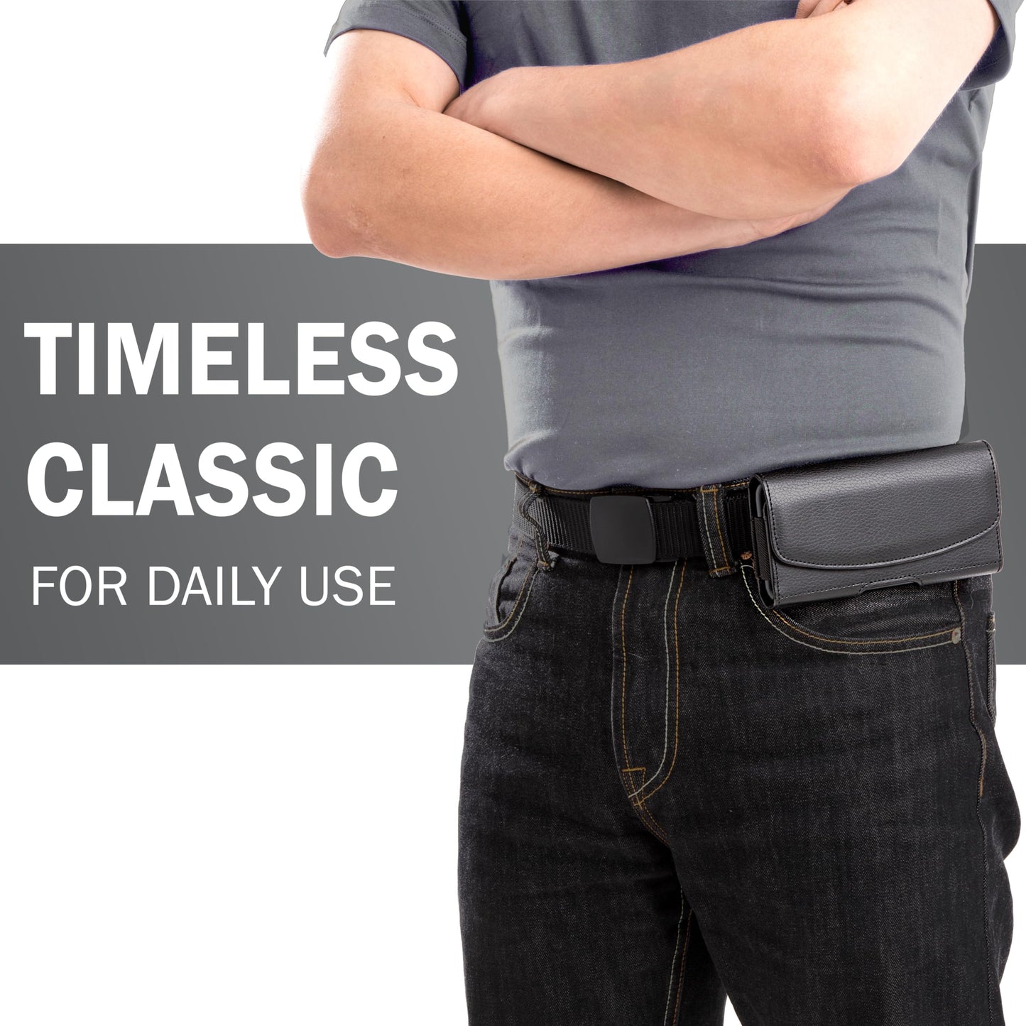 Meilib Cell Phone Belt Holder with Clip, Holster for Men, Premium Cellphone Pouch Case for iPhone 17, 16e, 16, 15, 14, 13, 12, 11 & Pro Models, (Fits