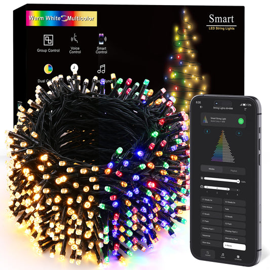 BrizLabs Color Changing Christmas Lights, 262ft 800 LED Smart Christmas String Lights Work with Alexa & Google Home, Warm White & Multicolor WiFi Xmas