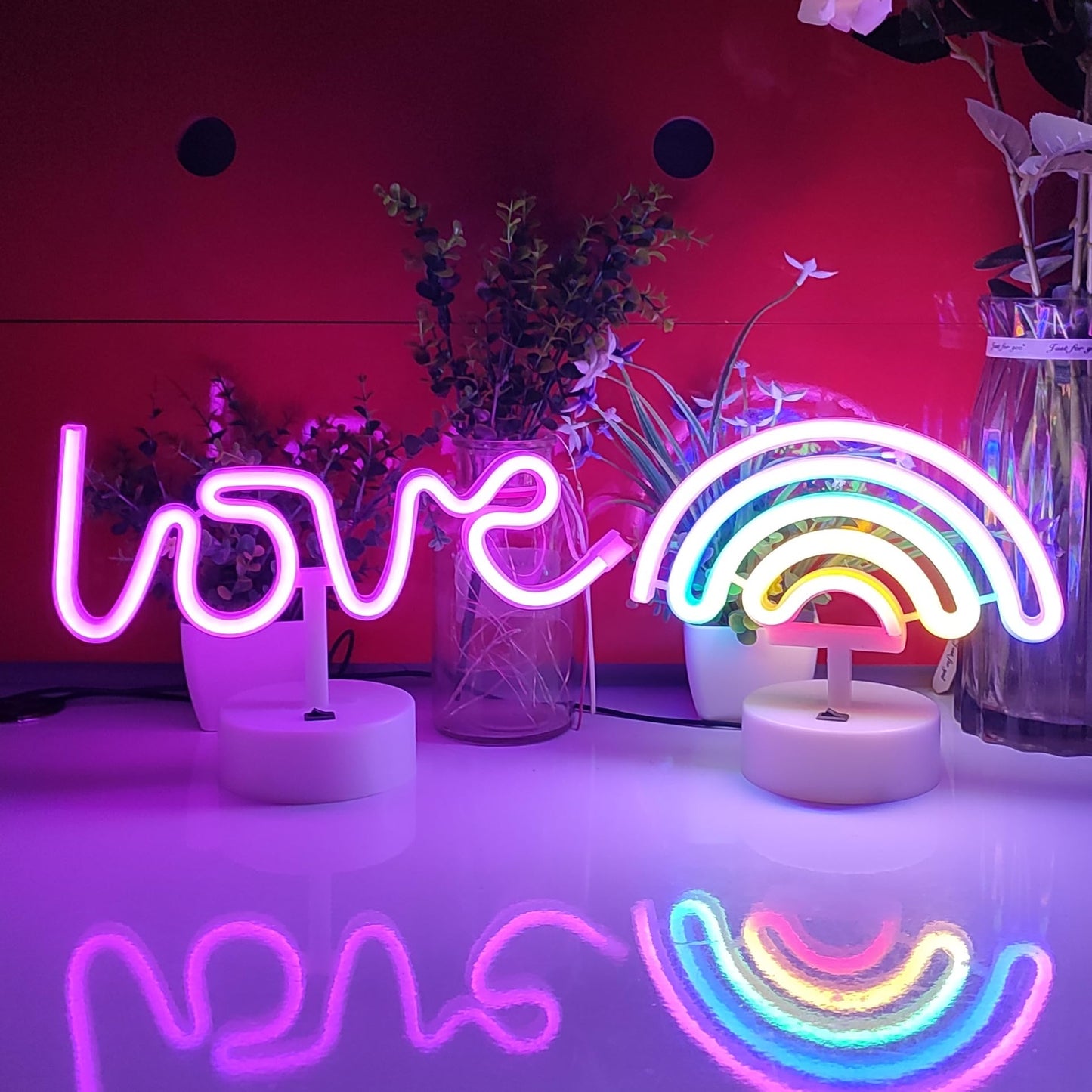 JYWJ Neon Signs with Holder Base,USB or 3-AA Battery Powered Neon Light,LED Table Decoration,Bedroom Wall Decoration,Birthday Gift,Wedding Supplies