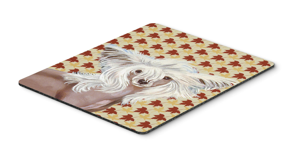 Caroline's Treasures LH9122MP Chinese Crested Fall Leaves Portrait Mouse Pad, Hot Pad or Trivet for Home Office Gaming Working Computers Laptop Mouse
