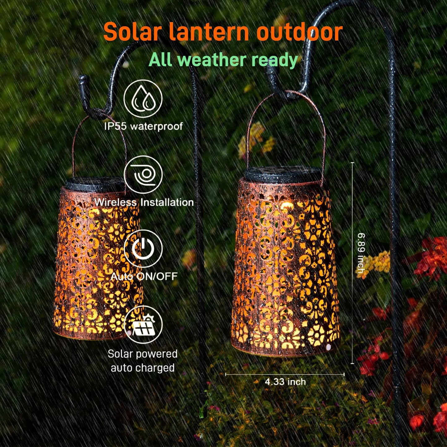 MOLEBIT 4 Pack Solar Hanging Lanterns Outdoor