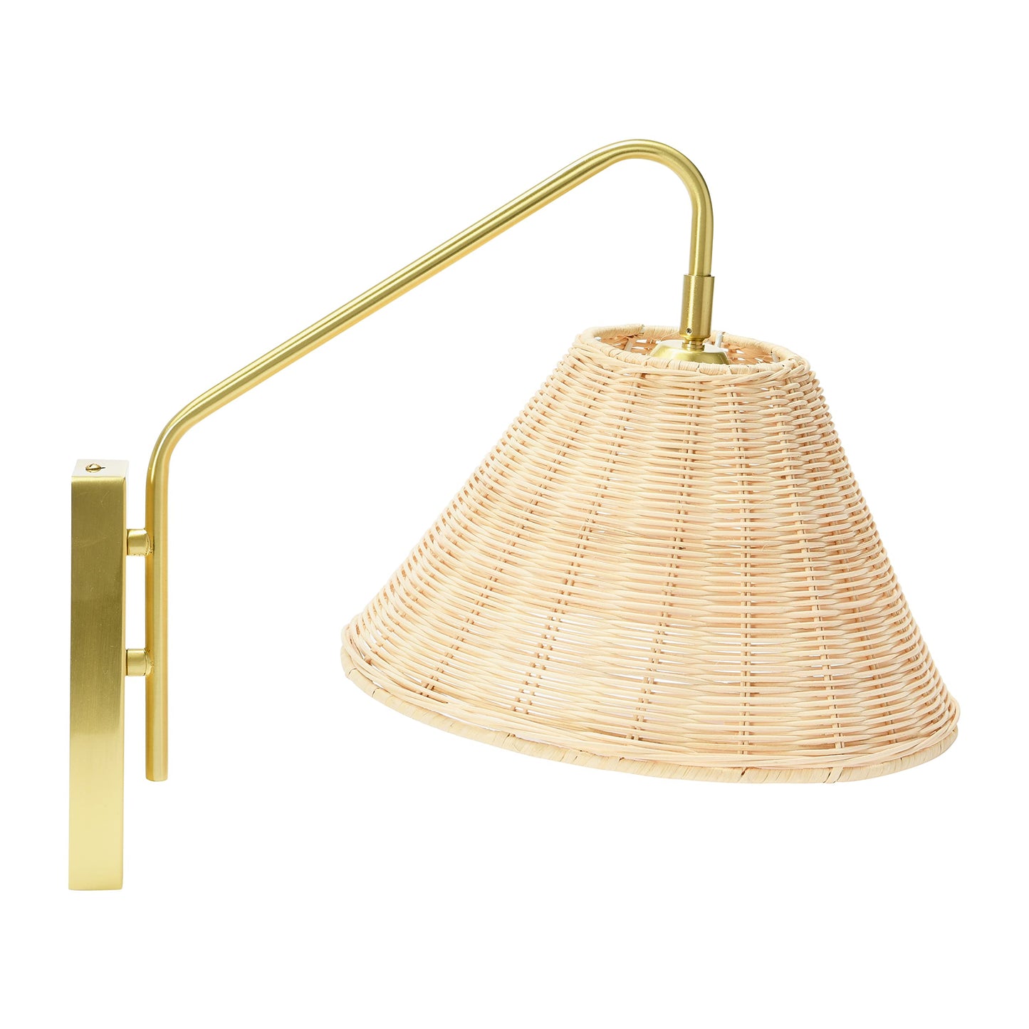 Creative Co-Op Rattan and Metal Wall Sconce, Brushed Brass