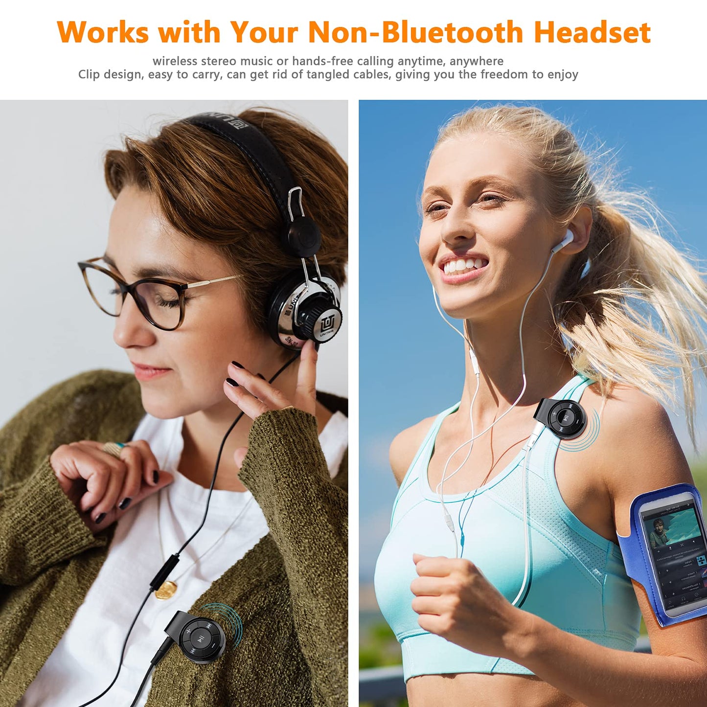 Bluetooth Receiver/Car Kit, Bluebyte Clip Wireless Audio Receiver for Headphones car Audio,Wireless Adapter Support Hands-Free Calling,Bluetooth 5.0