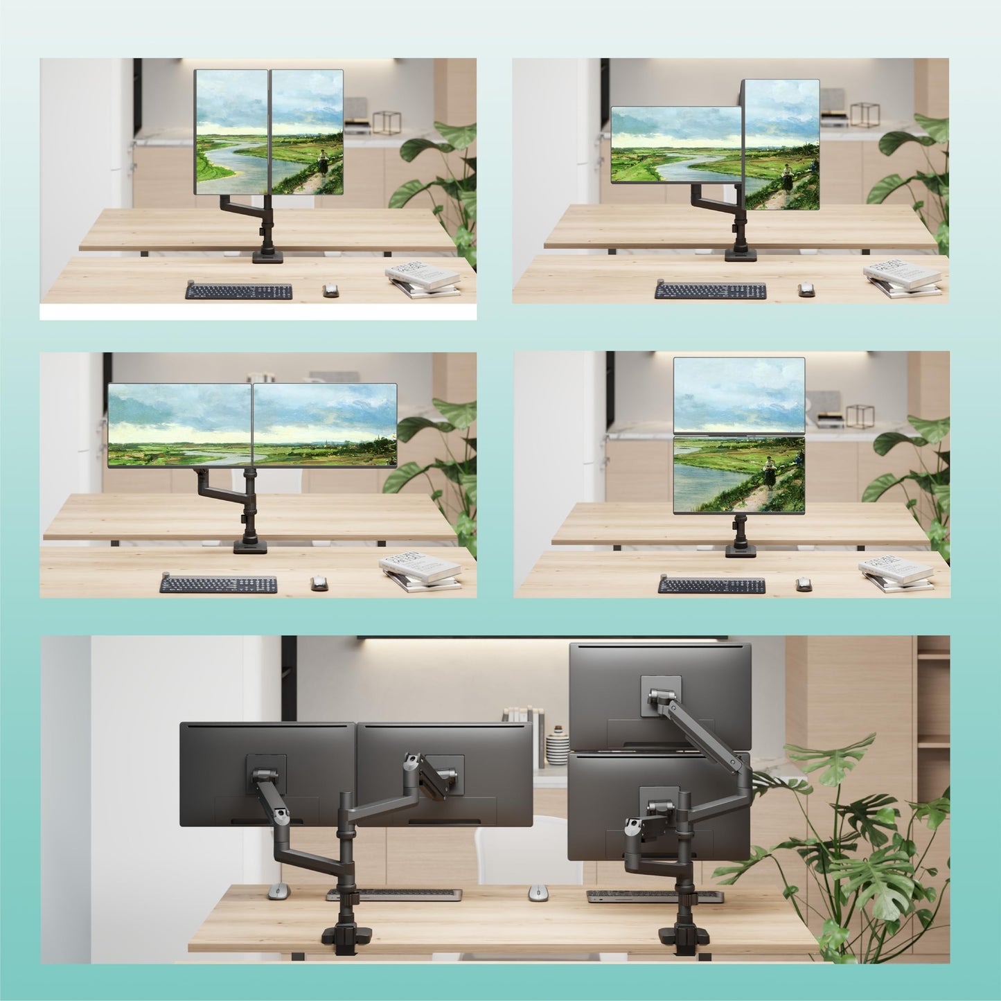 WALI Vertical Dual Monitor Stand for 13-49 inch Curved Screens, Ultrawide Dual Monitor Arms up to 44lbs, Stacked Monitor Mount for 2 Monitors, Heavy