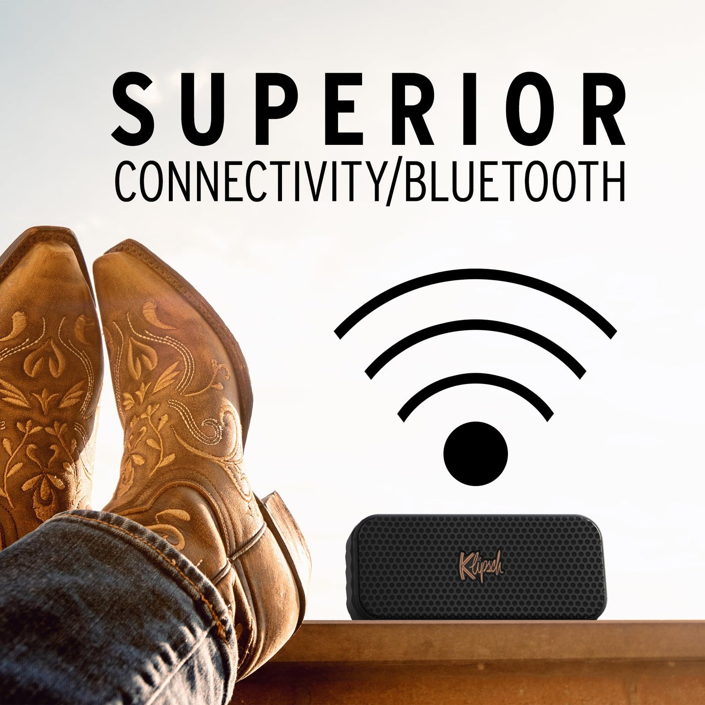 Klipsch Nashville Portable Bluetooth Speaker with a 2.25" full range drivers for 360 degree audio, IP67 dust and waterproof rating, 24 hours