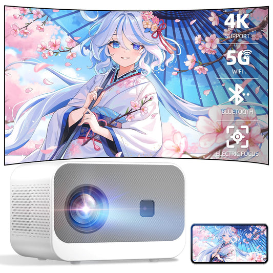 Mini Projector, 20000lm 4K Projector with WiFi Bluetooth Native 1080P, FHD 1080P HiFi Portable Outdoor Movie Projector Max 300”|ZOOM 50%|, TV