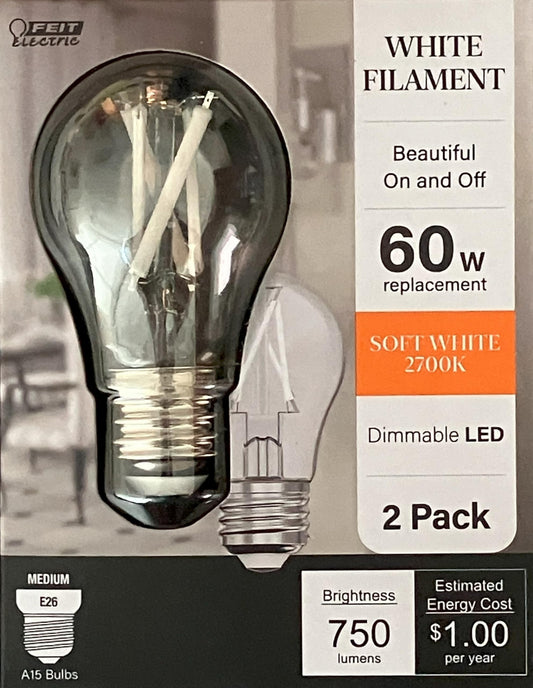 Feit 60W Soft White (2700K) A15 Ceiling Fan LED Light Bulb (2-Pack)