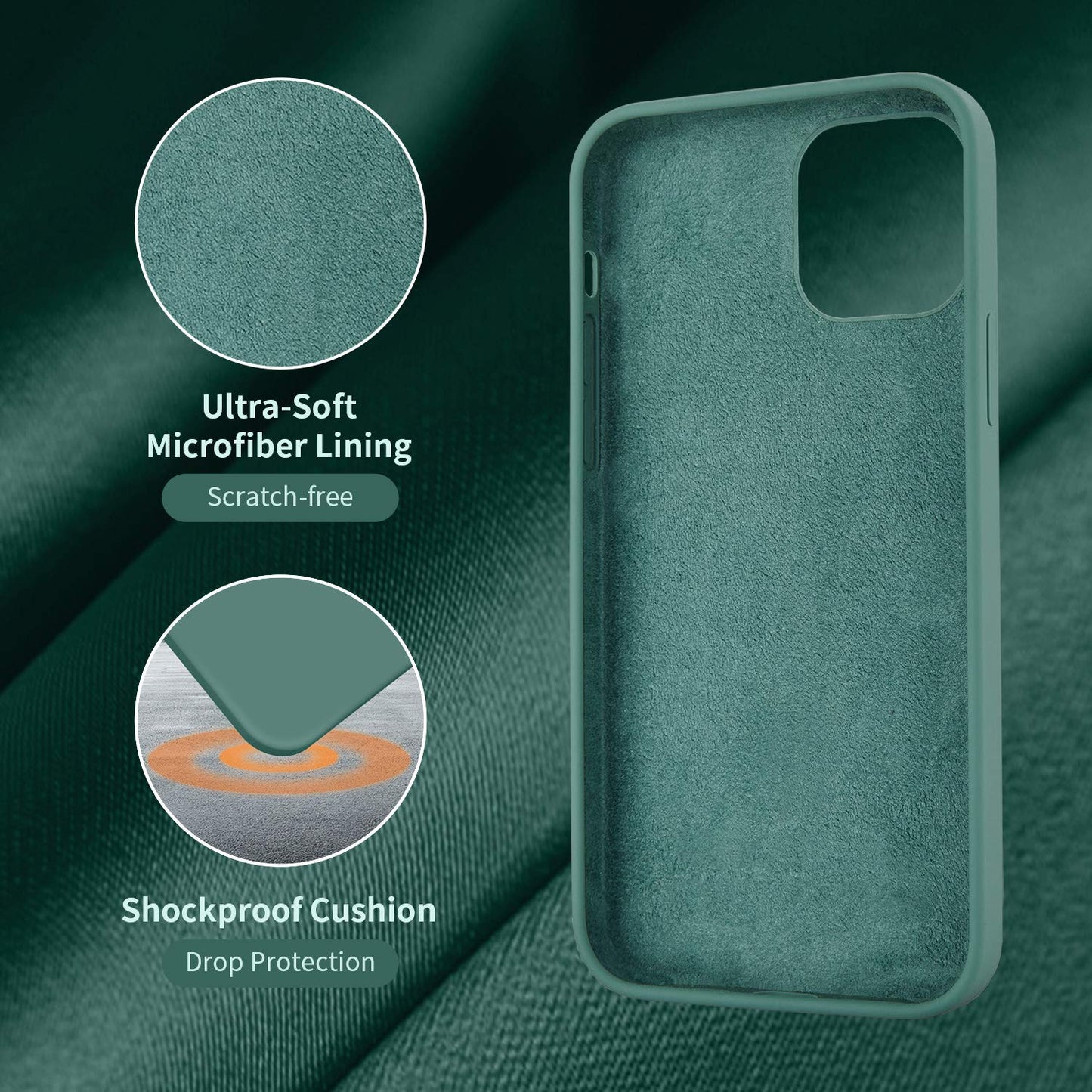 Cordking Designed for iPhone 12 Case, Designed for iPhone 12 Pro Case, Silicone Shockproof Phone Case with [Soft Anti-Scratch Microfiber Lining] 6.1