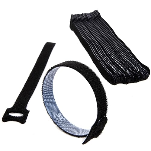 Cable Management Ties(30) 8" Reusable Self-Gripping Cord Straps- Organize Cables, Cords, and Wires- Simple Cord Organizer for Desks and Office (Black)