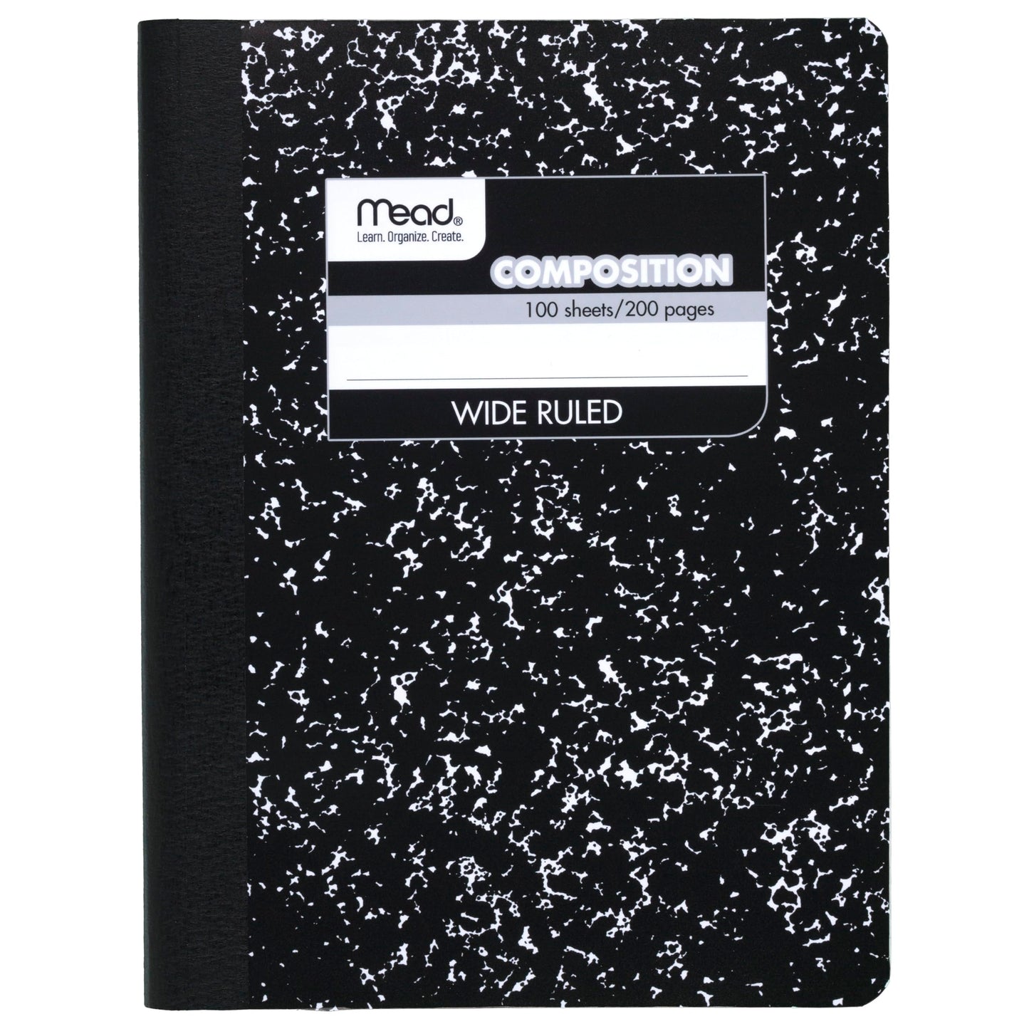 Mead Composition Notebook, Wide Ruled Paper, 7.5" x 9.75", 100 Sheets, Black Marble (09910)