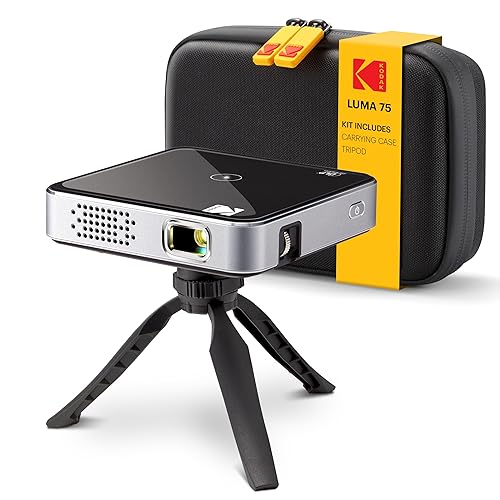 Kodak Luma 75 Ultra Mini Pocket Projector Black Standard Kit - Built-in Rechargeable Battery and Speaker, HDMI/USB/microSD, Speaker Built-in, Includes