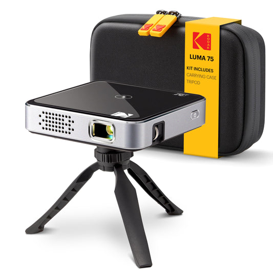 Kodak Luma 75 Ultra Mini Pocket Projector Black Standard Kit - Built-in Rechargeable Battery and Speaker, HDMI/USB/microSD, Speaker Built-in, Includes