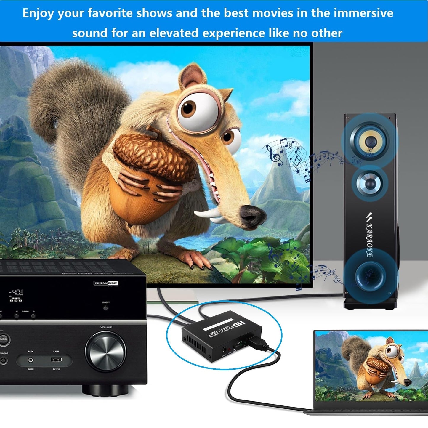 LinSeek 4K HDMI Audio Extractor - Splitter with Optical, Coaxial & 3.5mm Audio Jacks for PS4, Xbox & TV
