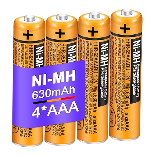 EOCIK HHR-65AAABU NI-MH AAA Rechargeable Battery for Panasonic 1.2V 630mAh AAA Batteries for Cordless Phones (630-4pcs)