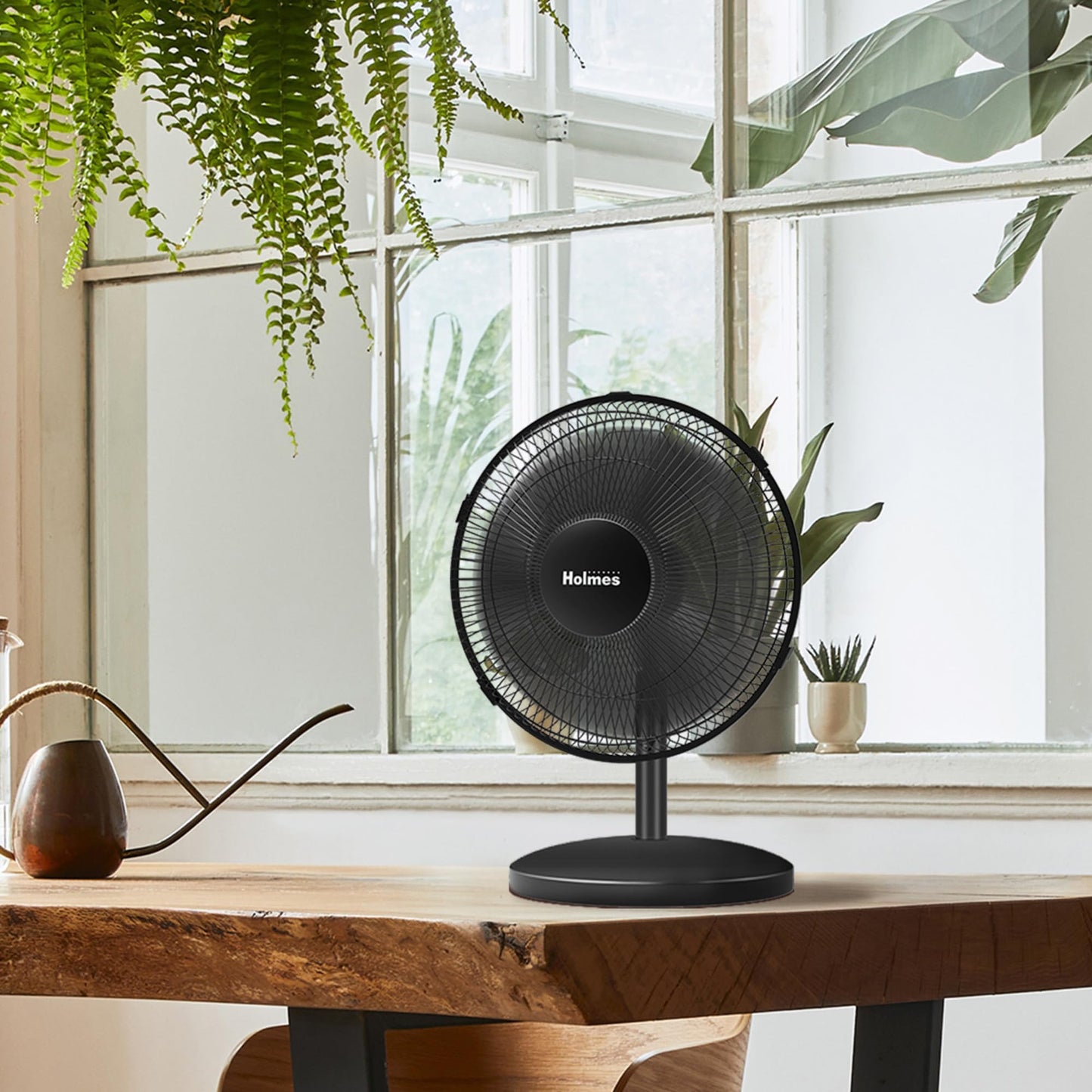 Holmes 12" Oscillating Table Fan 3-Speed Adjustable 15° Tilt Quiet