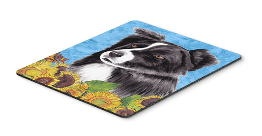 Caroline's Treasures SC9071MP Border Collie in Summer Flowers Mouse Pad, Hot Pad or Trivet for Home Office Gaming Working Computers Laptop Mouse