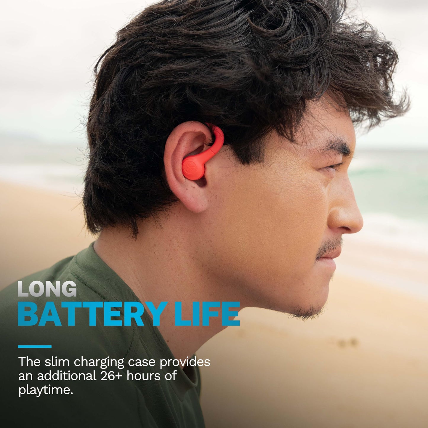 JLab, Go Sport+, True Wireless Workout Earbuds, Bluetooth Sport Earbuds, Clear Calling, Coral