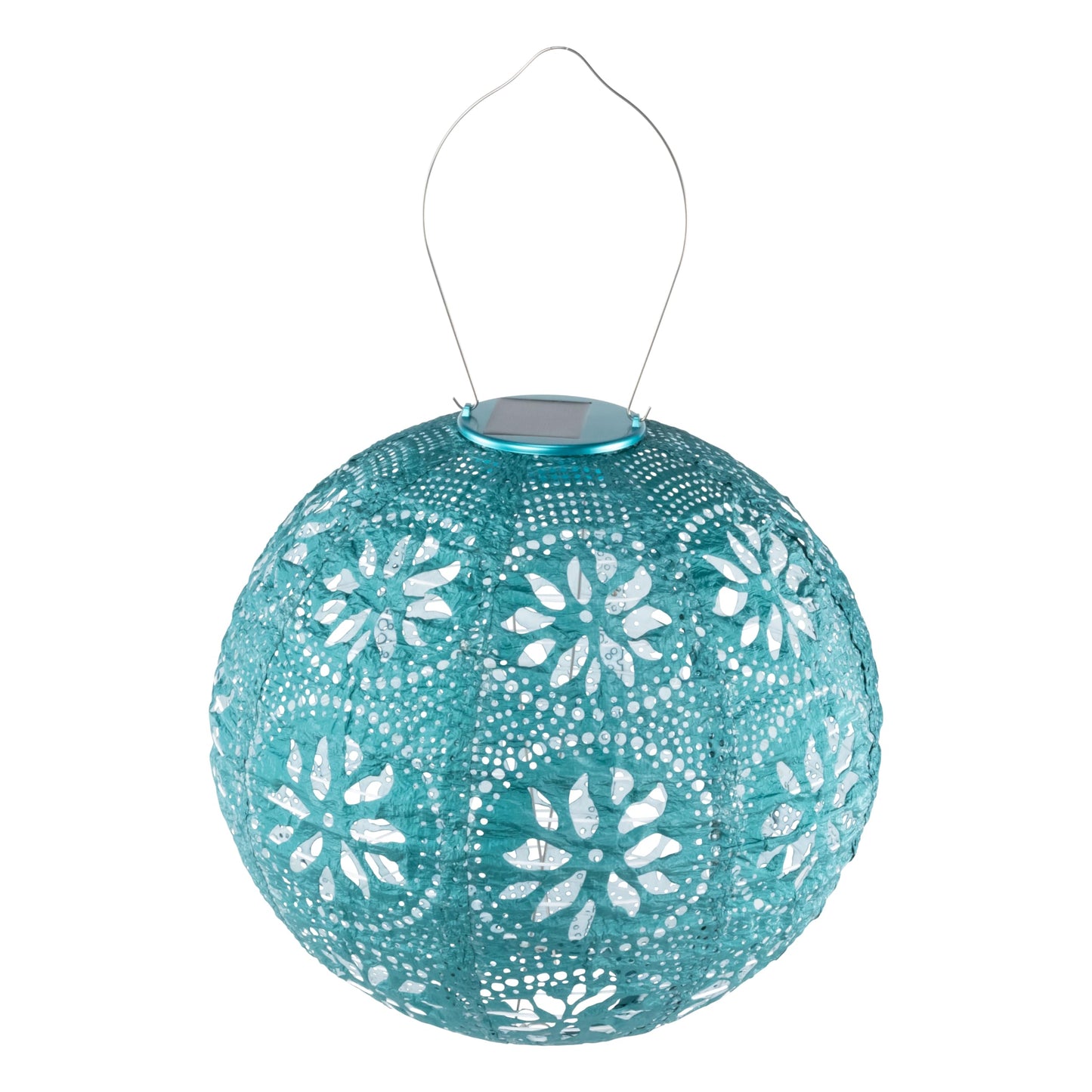 Allsop Soji Stella - Brights Geo Palm - 12" Outdoor Solar Lantern - Mineral Green