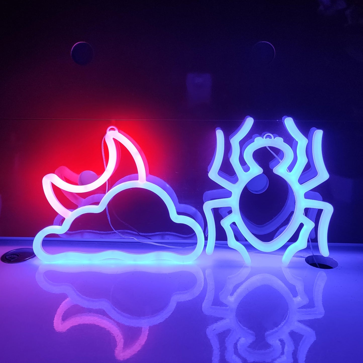 JYWJ Spider Double Sided Neon Signs,USB or 3-AA Battery Powered Neon Light,LED Desktop Wall Decoration,Various Parties,Decoration Of Business Premises