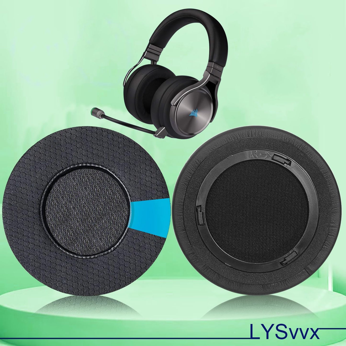 Virtuoso Ear Pads - Hybrid Fabric Cooling Gel Replacement Earpads for Corsair Virtuoso Gaming Headset(Black)