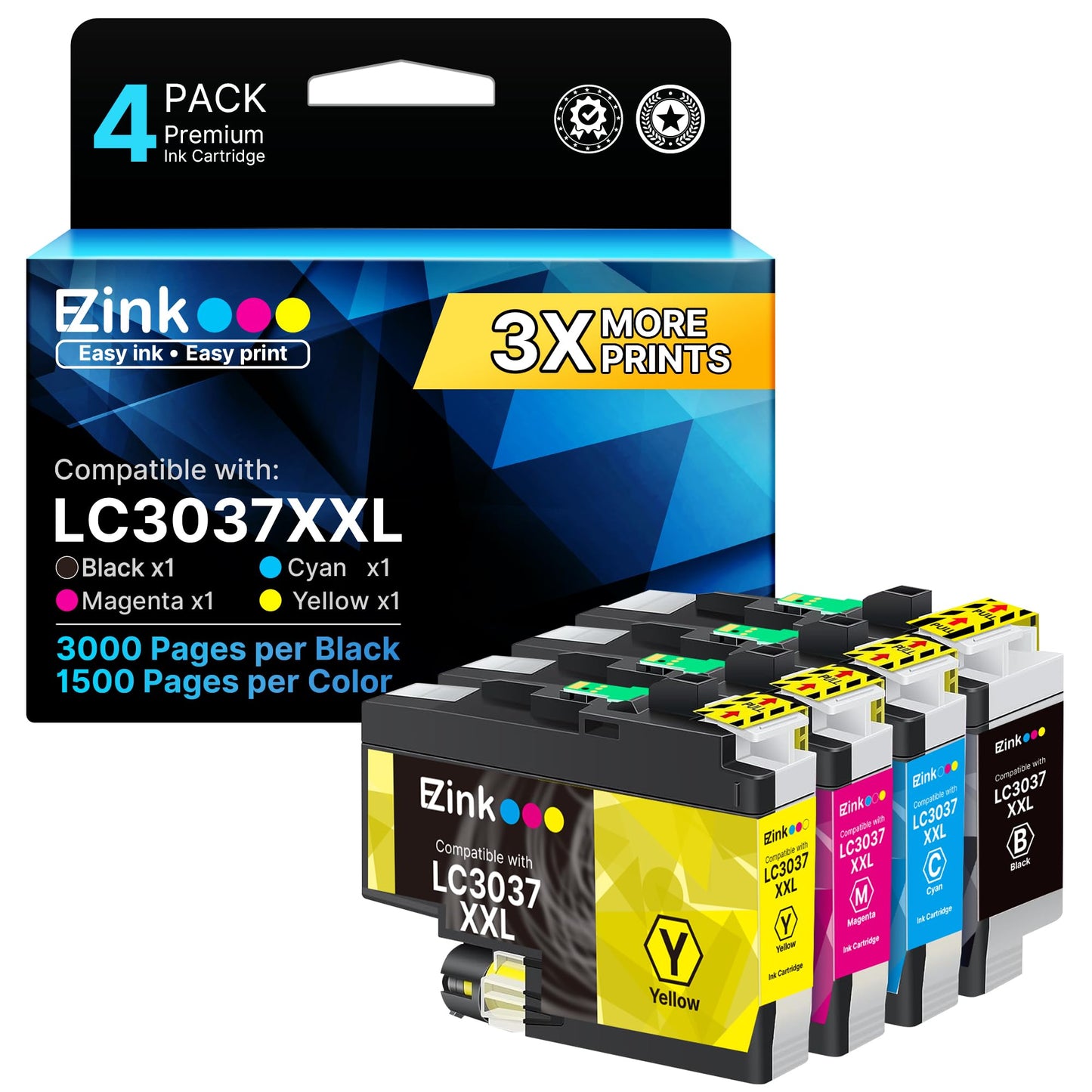 E-Z Ink LC3037 XXL Ink Cartridges for Brother LC3037 Ink Cartridges LC 3037