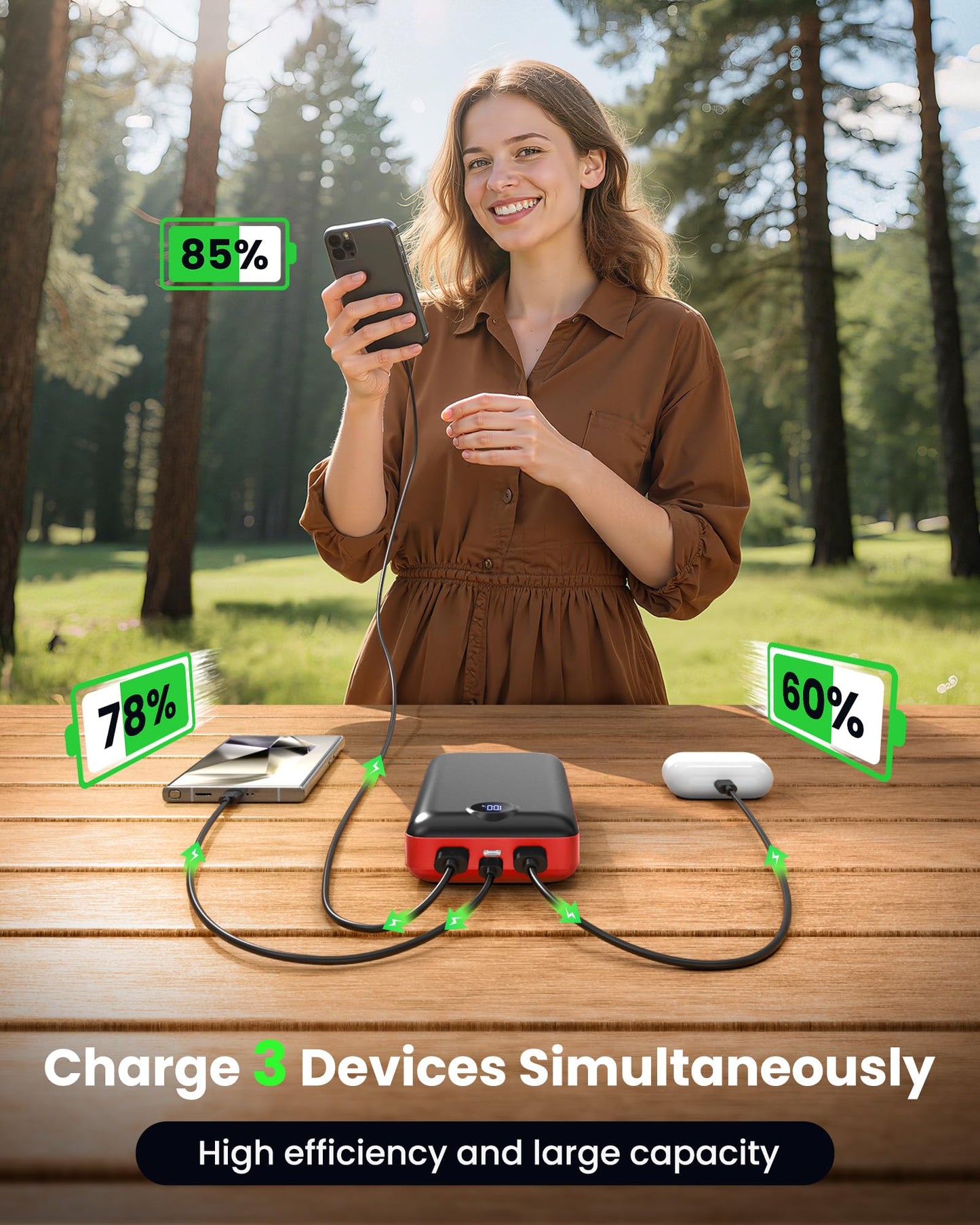 LOOPEAK Portable Charger Power Bank 50000mAh 22.5W Fast Charging Battery Bank USB C External Battery Pack with 3 Output & 2 Input Digital Display