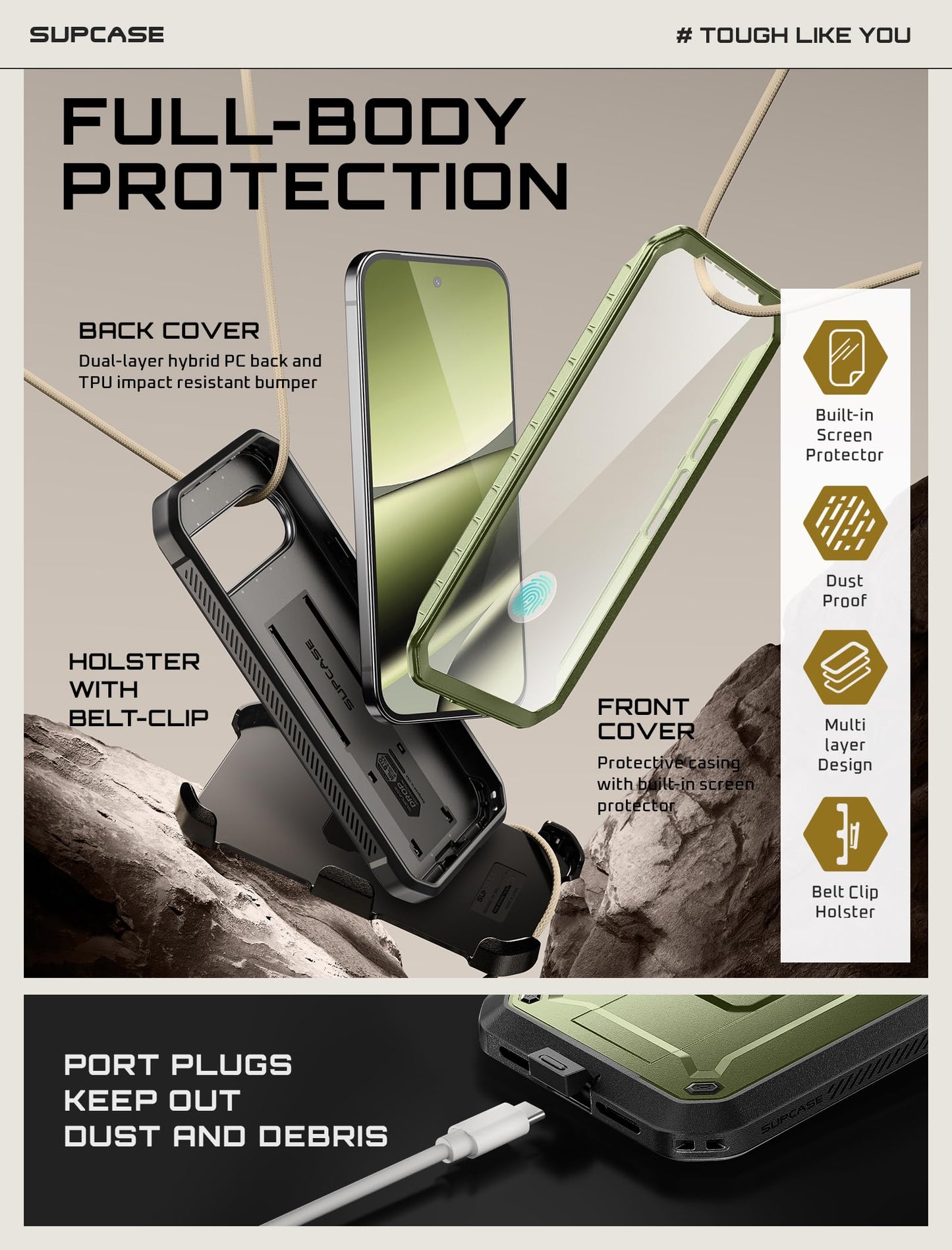SUPCASE for Google Pixel 10/10 Pro Case with Screen Protector (Unicorn Beetle Pro), [Built-in Stand & Belt-Clip] [Military-Grade Protection] Full Body