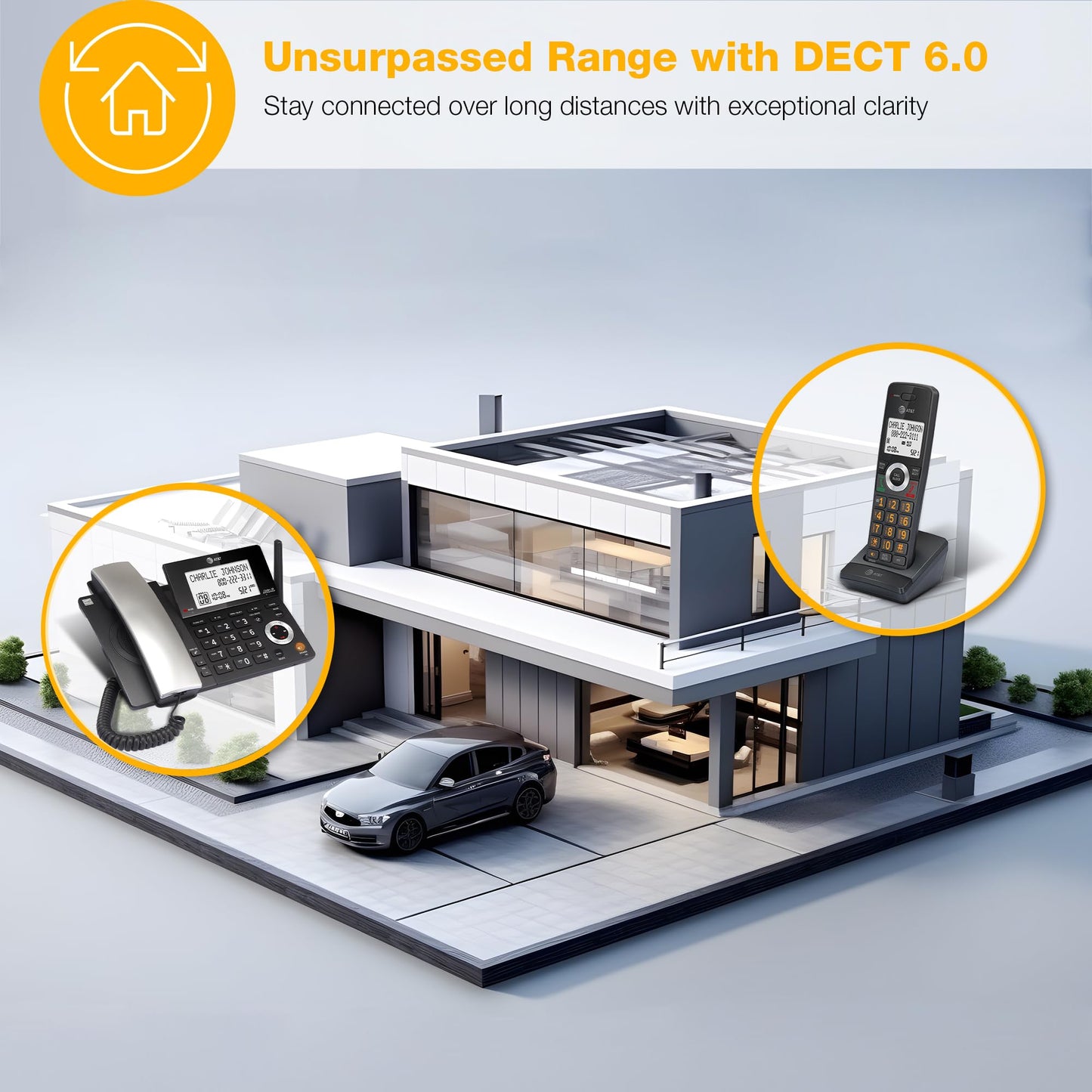 AT&T DECT 6.0 Corded/Cordless Home Phone with 2-Handset and Answering Machine, Smart Call Blocker, Caller ID, Large Backlit Display, Big Button
