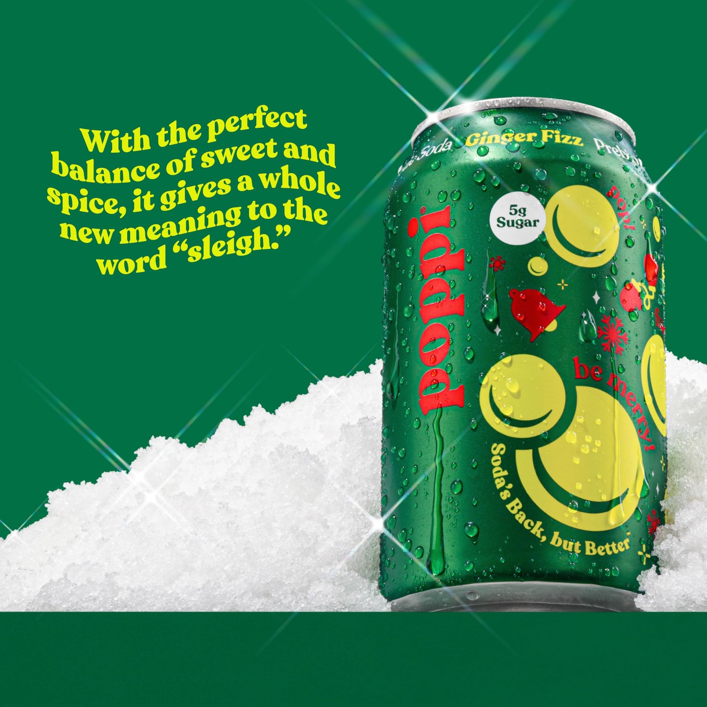 Poppi Sparkling Prebiotic Soda Beverage with Apple Cider Vinegar, Seltzer Water and Fruit Juice, Holiday Ginger Fizz Flavor, 12 oz, Pack of 12, Packaging May Vary