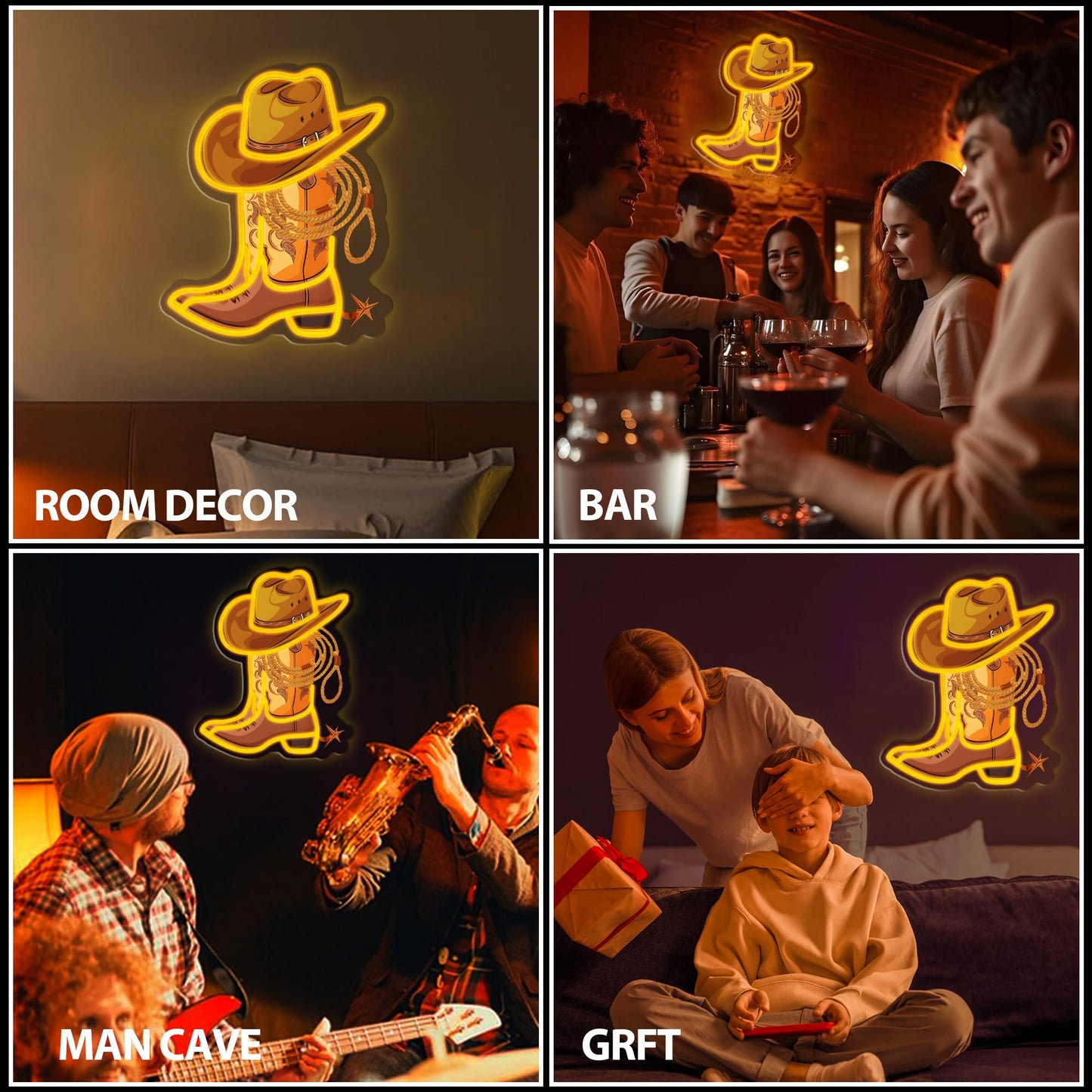 Cowboy Boot with Hat Lasso Neon Signs for Wall Decor, Led Pink Cowgirl Boot Neon Sign, Aesthetic Western Wall Art, Cowboy LED Sign for Room Bedroom