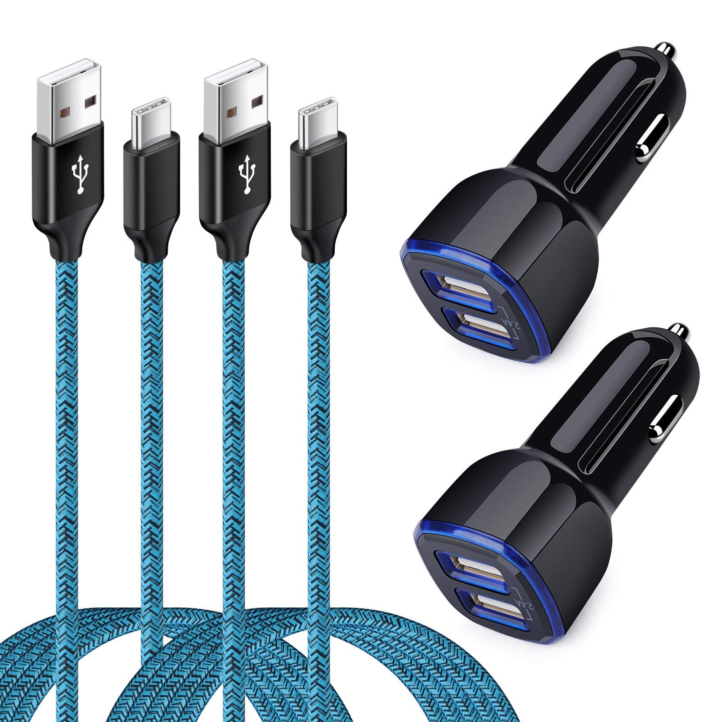 Dual USB Car Charger with Fast Charge Type C USB C Cable Compatible for Moto G Power,G Stylus,G Fast,G7 G8 G9 Play Power Plus,G7 Supra,G6 Plus,Samsung