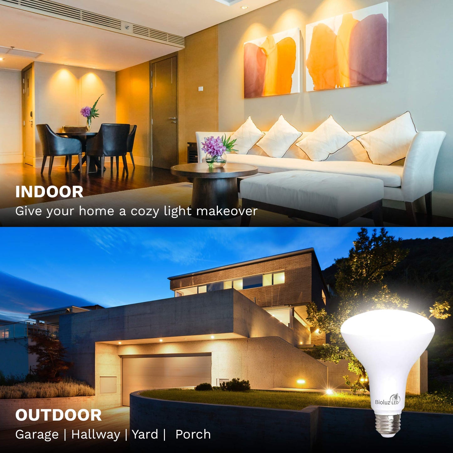 Bioluz LED 4 Pack BR30 LED Bulbs Indoor Flood Lights 90+ CRI 75W Equivalent uses 9.5W 3000K Soft White 850 Lumens E26 Base Dimmable Instant On